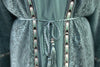 Turquoise Net Embellished Abaya 3 Piece with Zebra Embellishments Over Coat and Belt