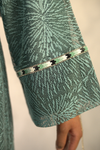 Turquoise Net Embellished Abaya 3 Piece with Zebra Embellishments Over Coat and Belt