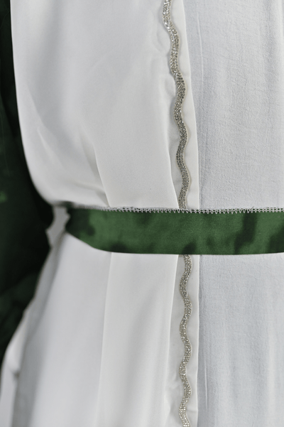 3-Piece Watercolor Khaleej Abaya Set with Belt