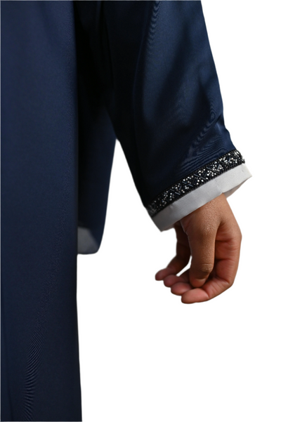 Luxury Duo Colour Embellished Dubai Abaya Set with Badge