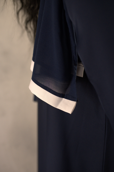 Luxury Duo Colour Embellished Dubai Abaya Set with Badge