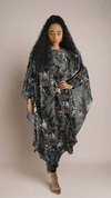 Wild Elegance: Duo-Color Animal Print Abaya with Grey Slip Dress