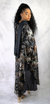 Wild Elegance: Duo-Color Animal Print Abaya with Grey Slip Dress