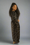 Stunning Gold & Grey Feather Print Abaya with Belt – Elegant 3-Piece Turkish Material Open Abaya