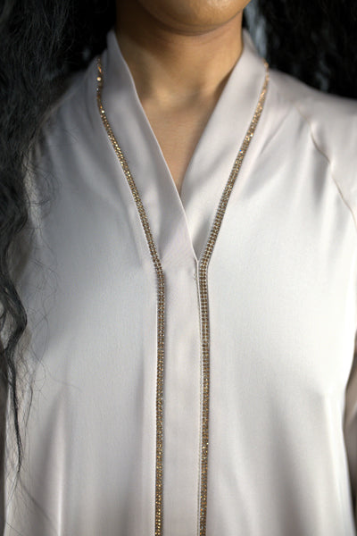 Luxury Flowy Style Dubai Abaya with Gold Embellishment - 2 Piece Set