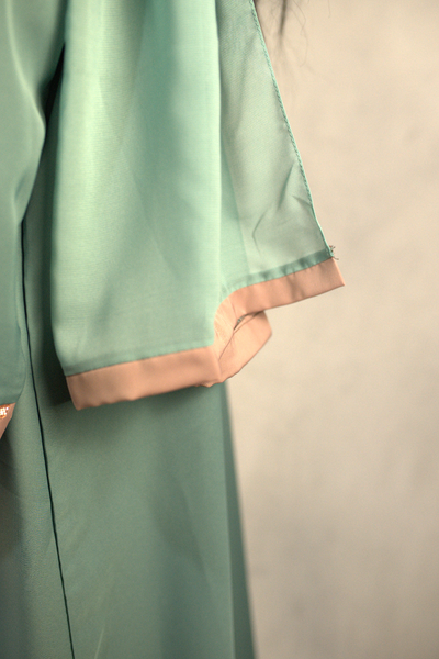 Luxury Duo Colour Embellished Dubai Abaya Set with Badge