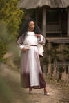 3-Piece Watercolor Khaleej Abaya Set with Belt