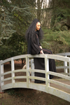 Elegant Korean Style Abaya With Rose Gold & Metallic Blue Embellishment