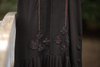 Elegant Korean Style Abaya With Rose Gold & Metallic Blue Embellishment