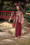 Floral Embroidered 3-Piece Abaya Set with Belt & Badge