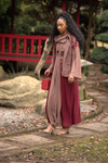 Floral Embroidered 3-Piece Abaya Set with Belt & Badge