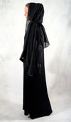 Stunning Dubai Handcrafted Abaya with Floral Rose Gold and Black Beaded Design