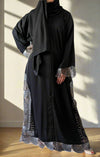 Stunning Black Open Abaya with Embroidered Lace