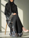 Stunning Black Open Abaya with Embroidered Lace