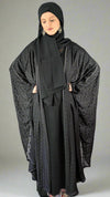 Elegant Textured Khaleeji Batwing Abaya - 3 Piece Set