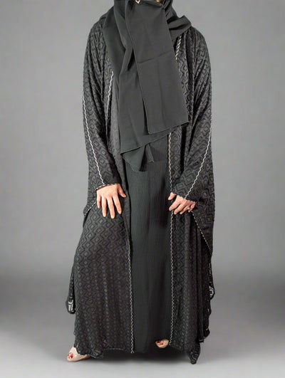Elegant Textured Khaleeji Batwing Abaya - 3 Piece Set