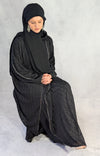 Elegant Textured Khaleeji Batwing Abaya - 3 Piece Set
